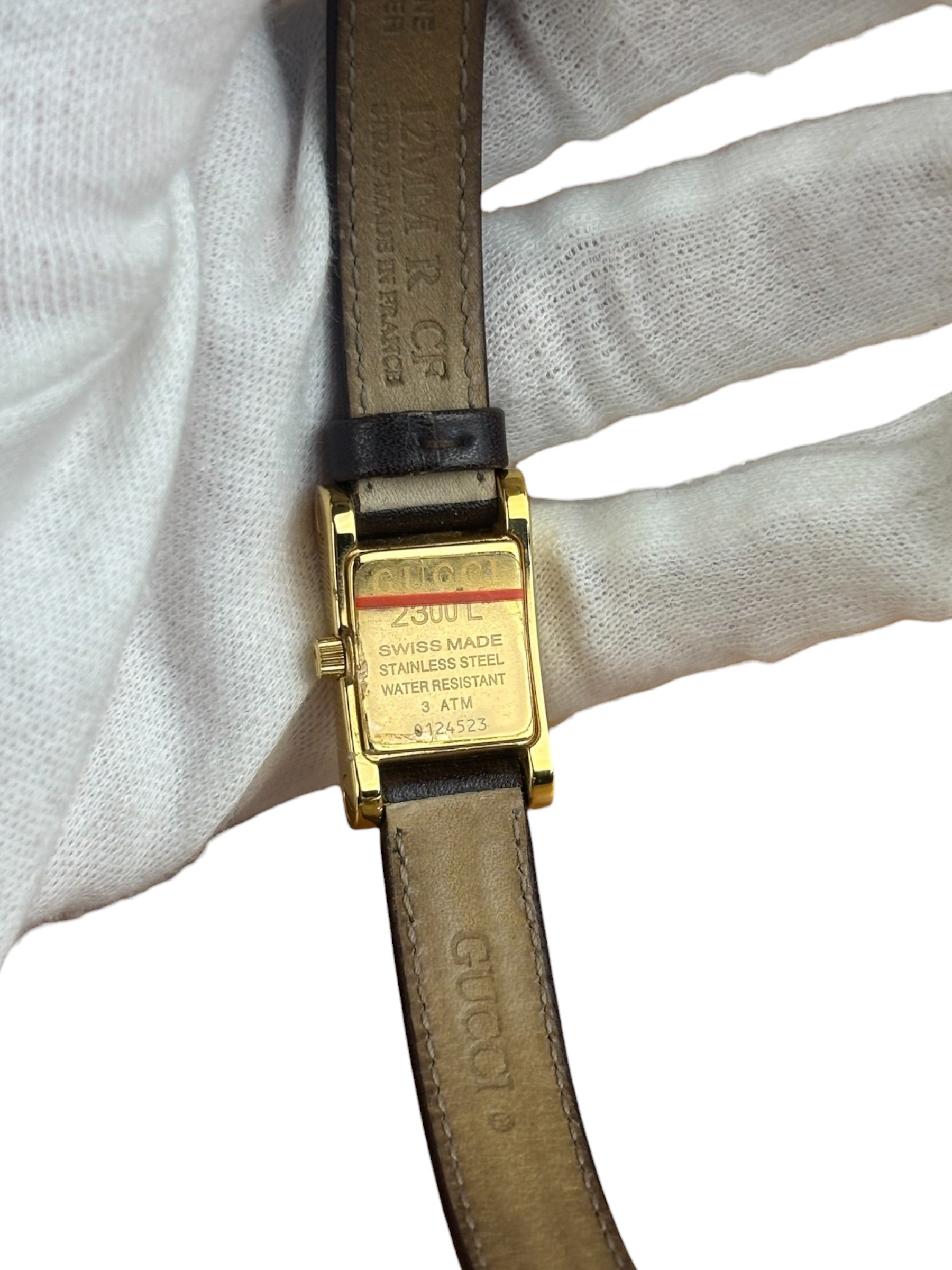 Gucci Vintage Gold-Plated Bezel Brown Leather Watch - 2300L