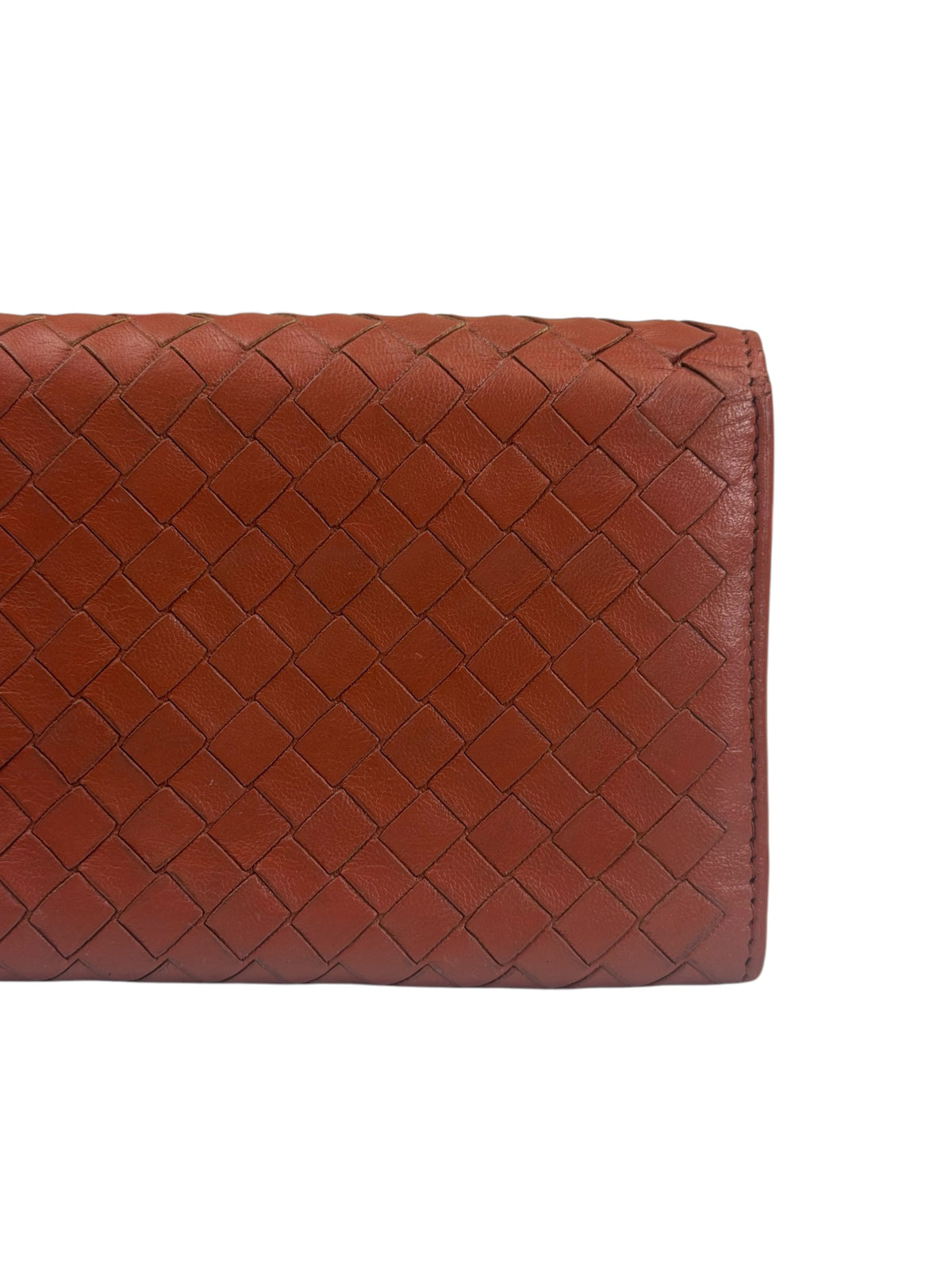 Bottega Veneta Clay Red Intrecciato Continental Long Wallet