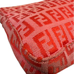 Fendi Pink/Red Zucca Leather Trim Pochette