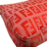 Fendi Pink/Red Zucca Leather Trim Pochette