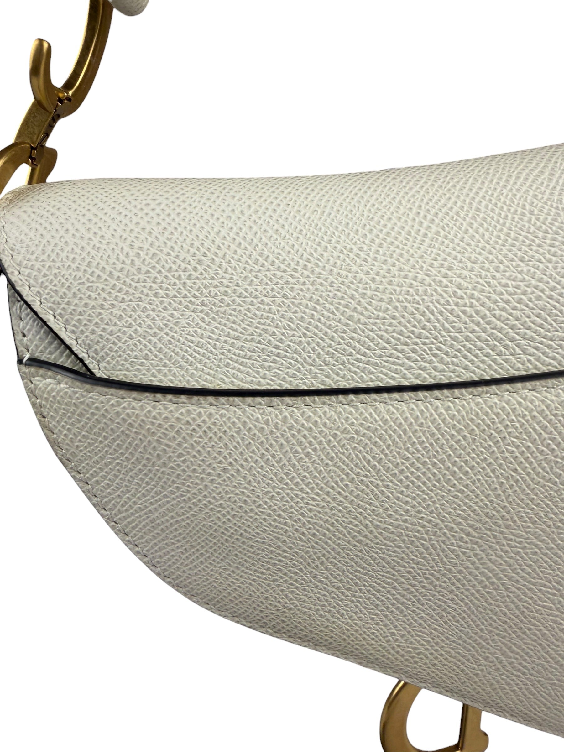 Christian Dior White Leather Saddle Hand Bag
