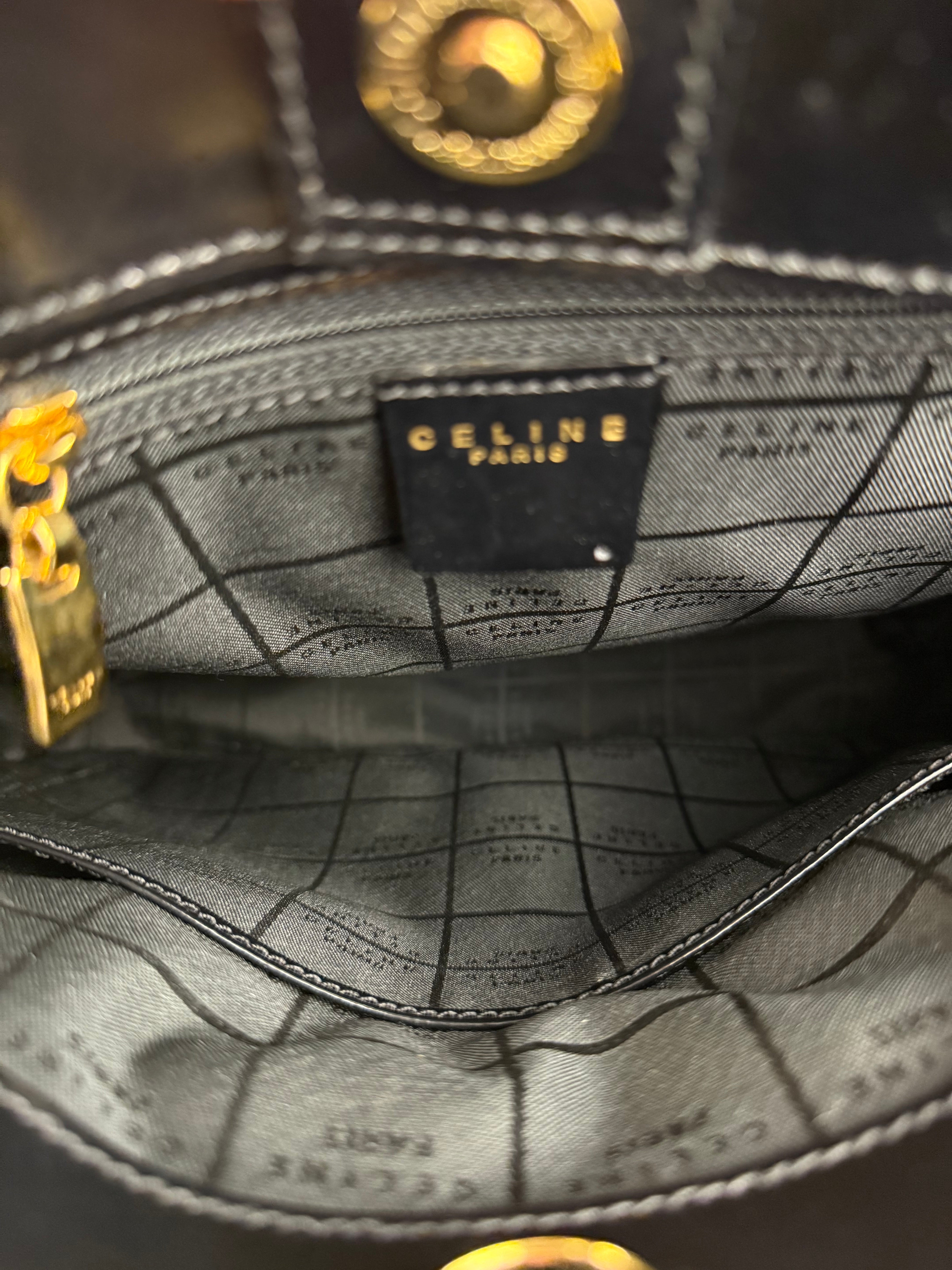 Celine Vintage Patent Logo Shoulder Bag