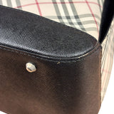 Burberry Black/Beige Saffiano Leather Trim Nova Check Hobo Bag