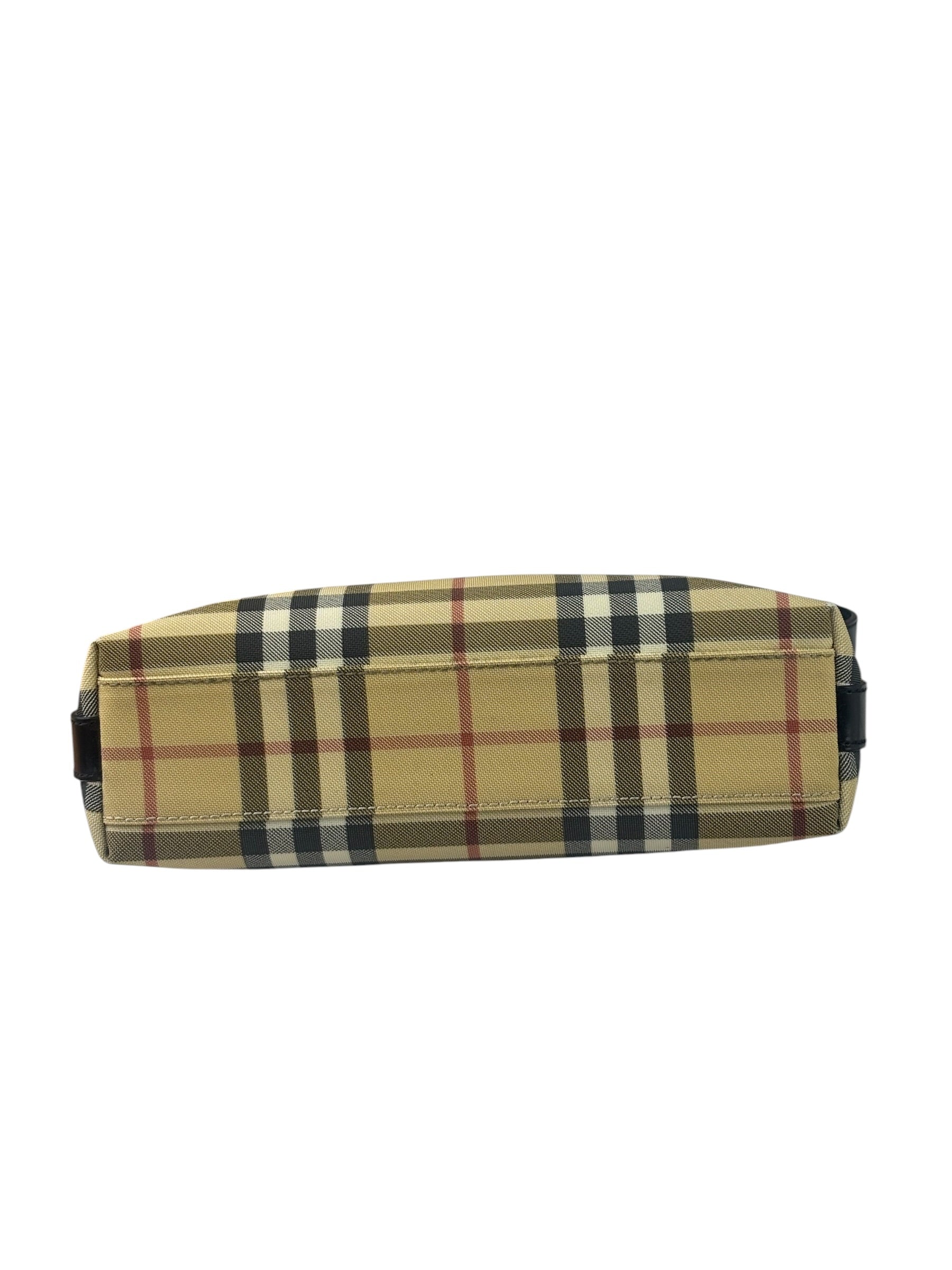 Burberry Black Leather Trim House Check Pochette