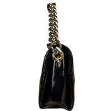 Gucci Black Patent Leather Chain Double G Shoulder Bag