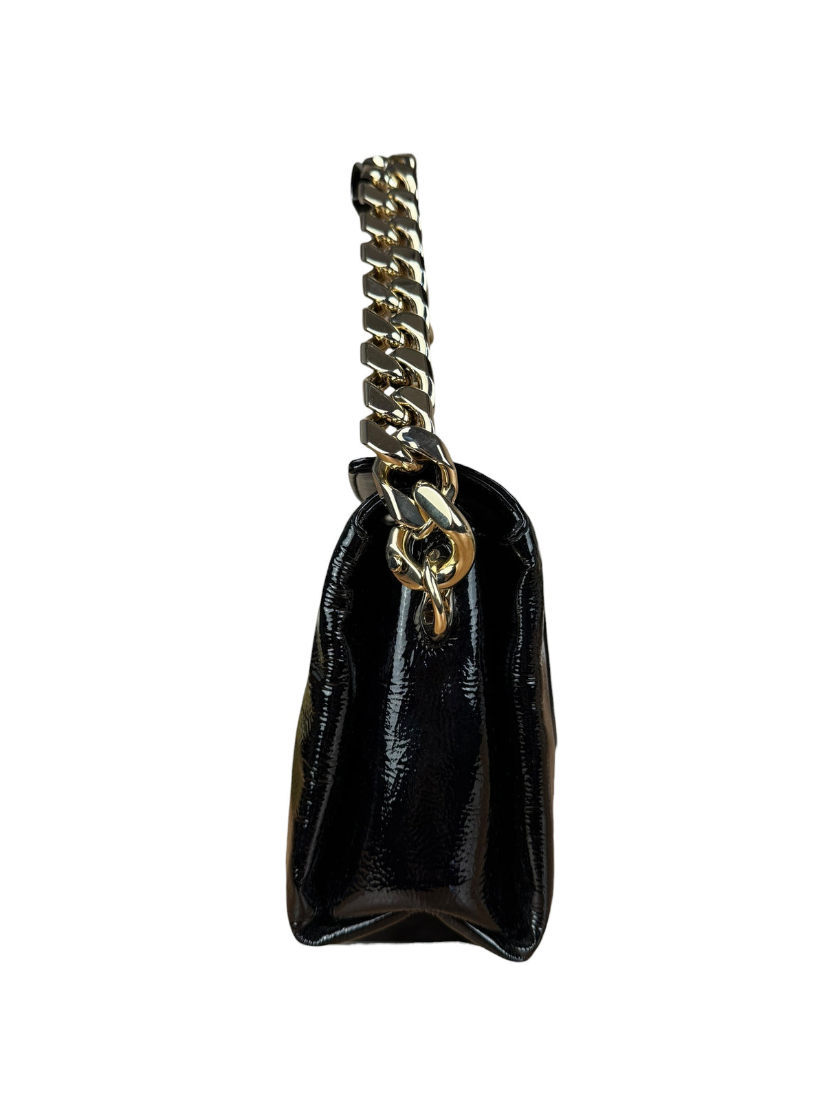 Gucci Black Patent Leather Chain Double G Shoulder Bag