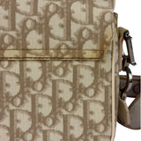 Christian Dior Beige Leather Trim Trotter Floral Embroidered Flap Bag