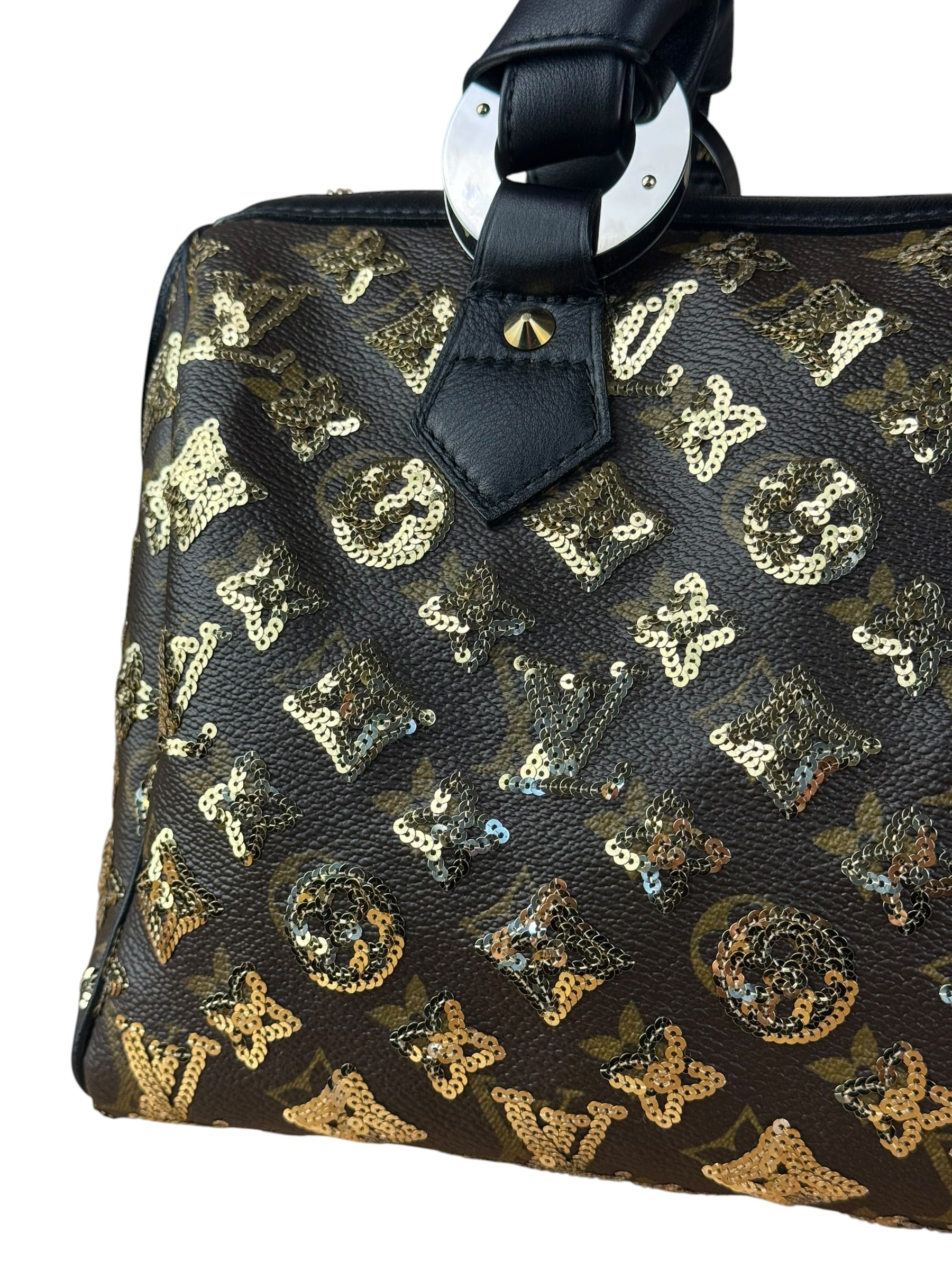 Louis Vuitton Gold Sequins Monogram Speedy Eclipse 30