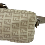Fendi Grey Leather Trim Zucca Baguette
