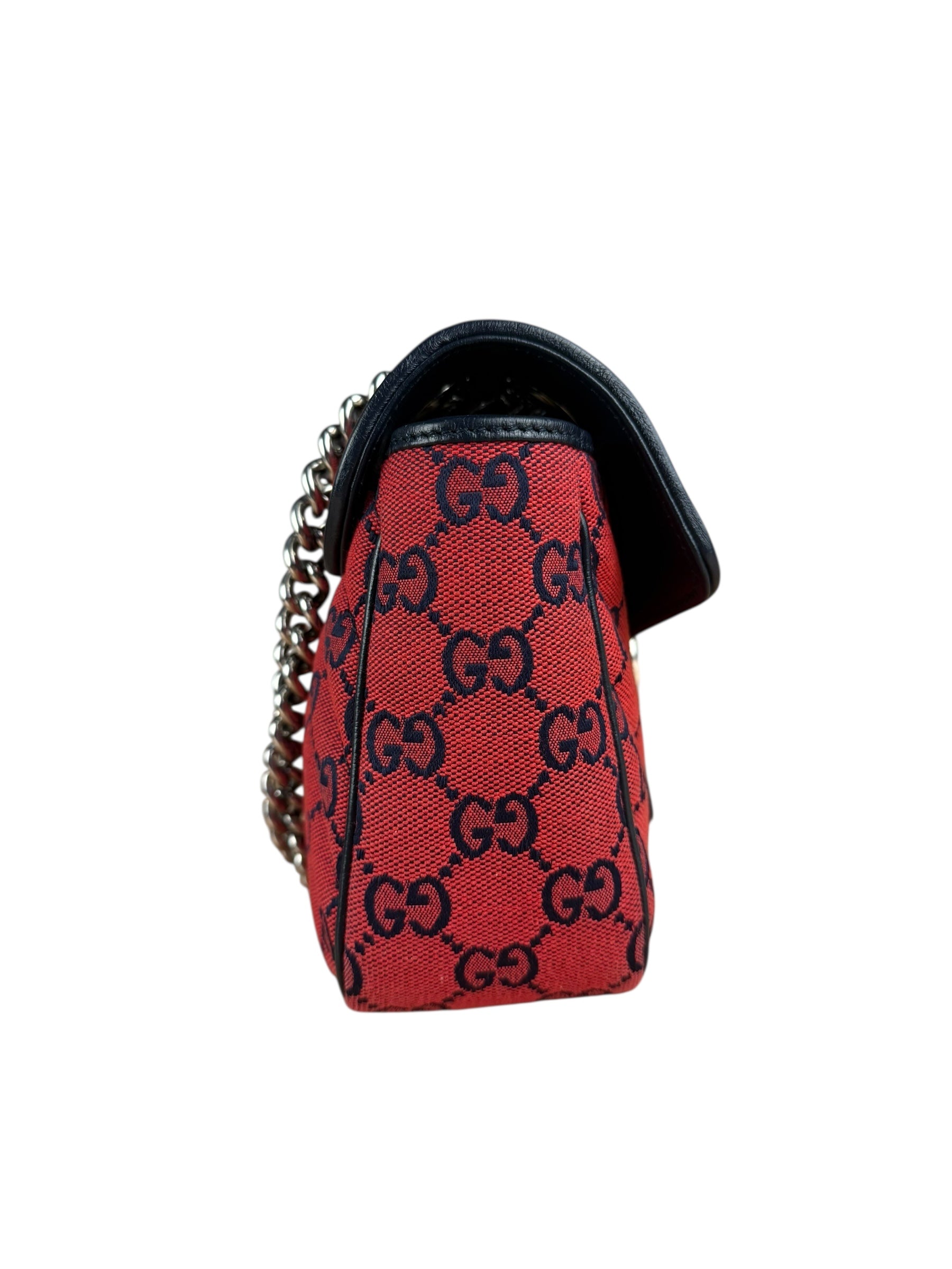 Gucci GG Red Marmont Flap Chain Shoulder Bag