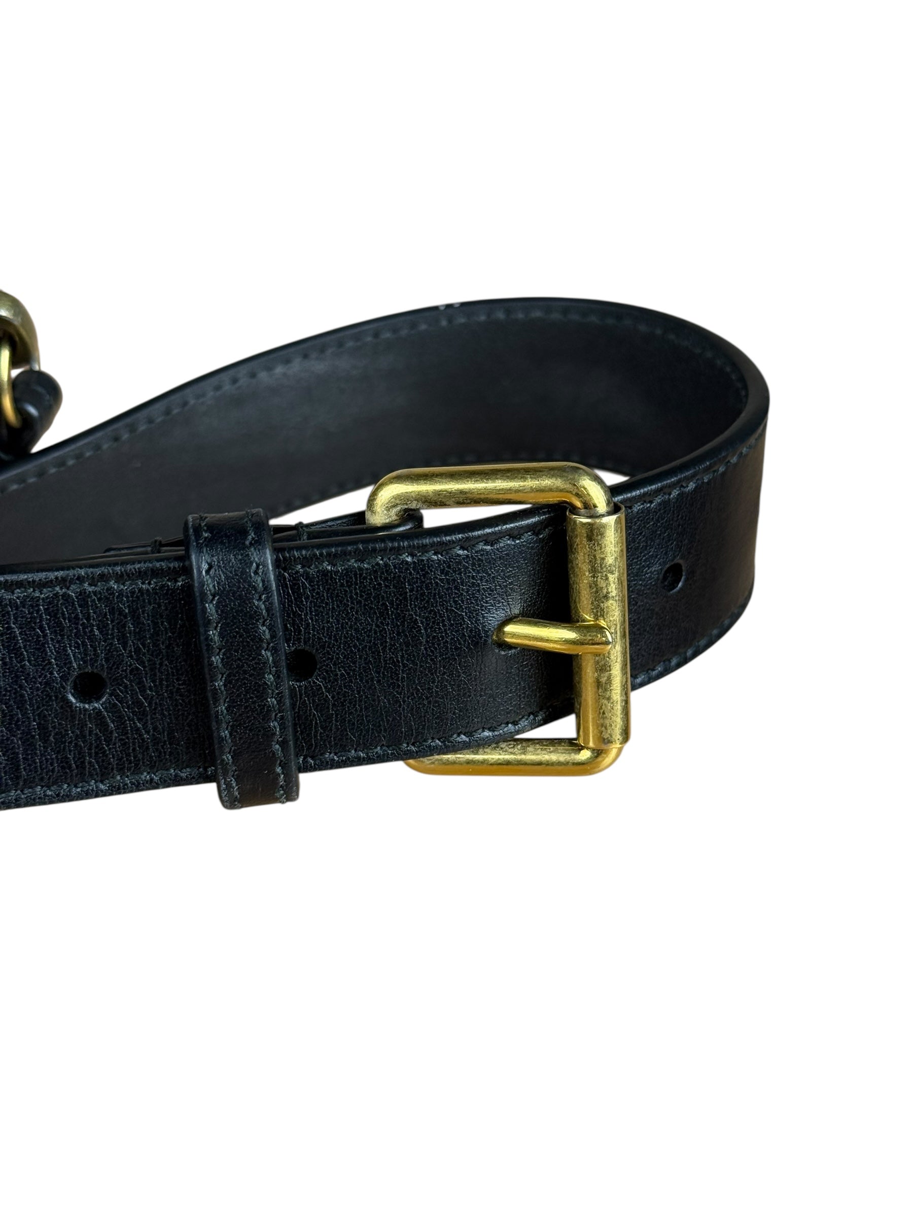 Gucci GG Black Chevron Leather Belt Bag