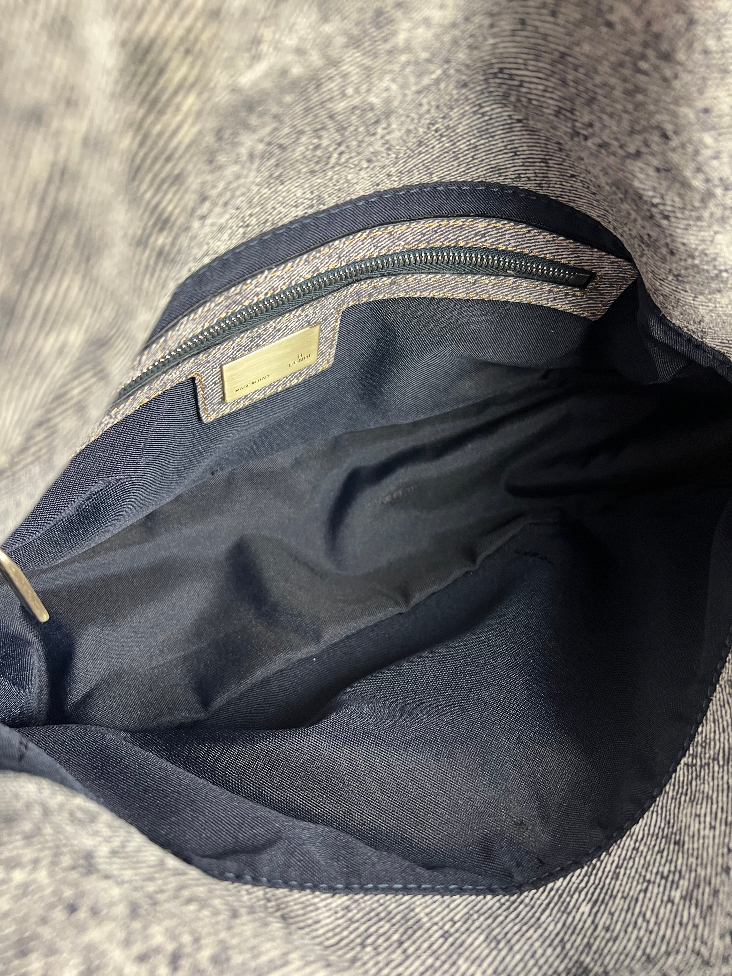 Fendi Light Denim Toned Canvas Baguette Shoulder Bag