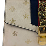 Gucci Textured Calfskin Bee Star Sylvie Shoulder Bag White