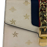 Gucci Textured Calfskin Bee Star Sylvie Shoulder Bag White