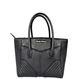Miu Miu Black Leather Nappa Biker Tote Bag