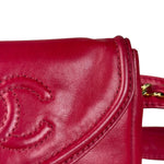 Chanel Vintage Red CC Leather Chain Belt Bag 90s