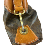 Celine Vintage Macadam Canvas Leather Trim Shoulder Bag