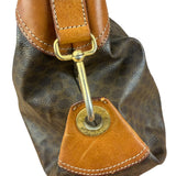 Celine Vintage Macadam Canvas Leather Trim Shoulder Bag