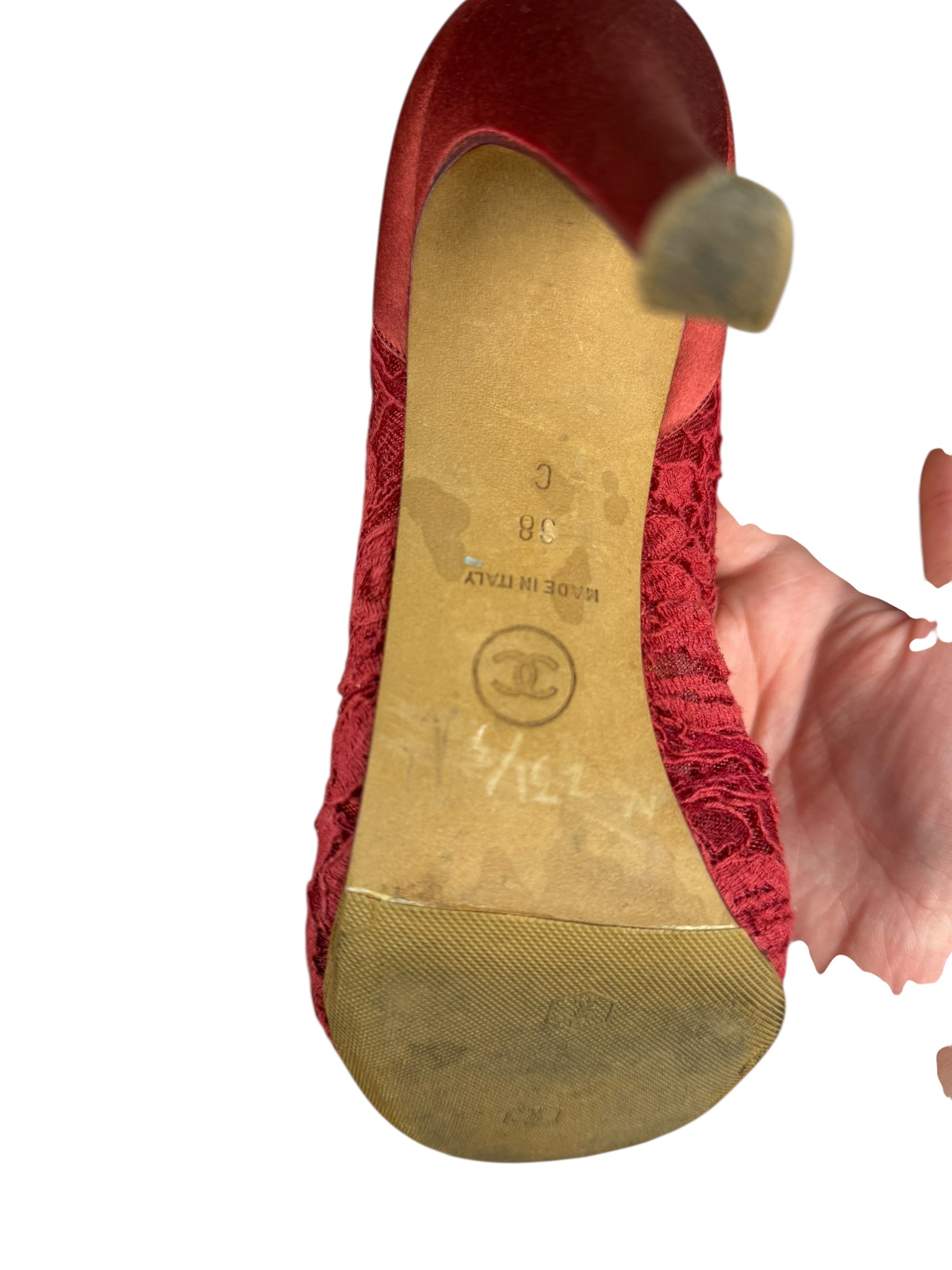 Chanel Floral Lace Red Heel