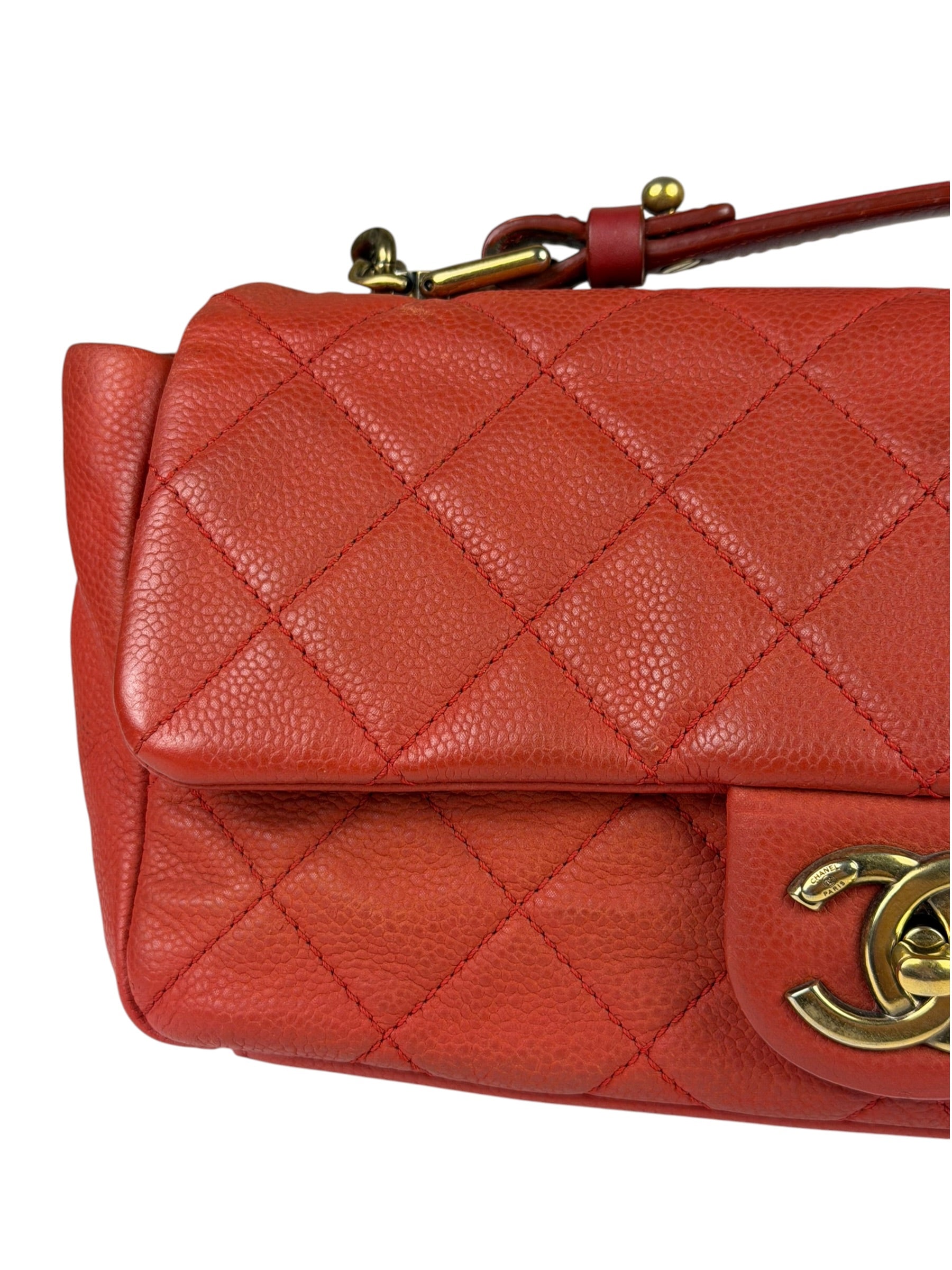Chanel Red Quilted Caviar Leather Timeless Shoulder Bag 2012