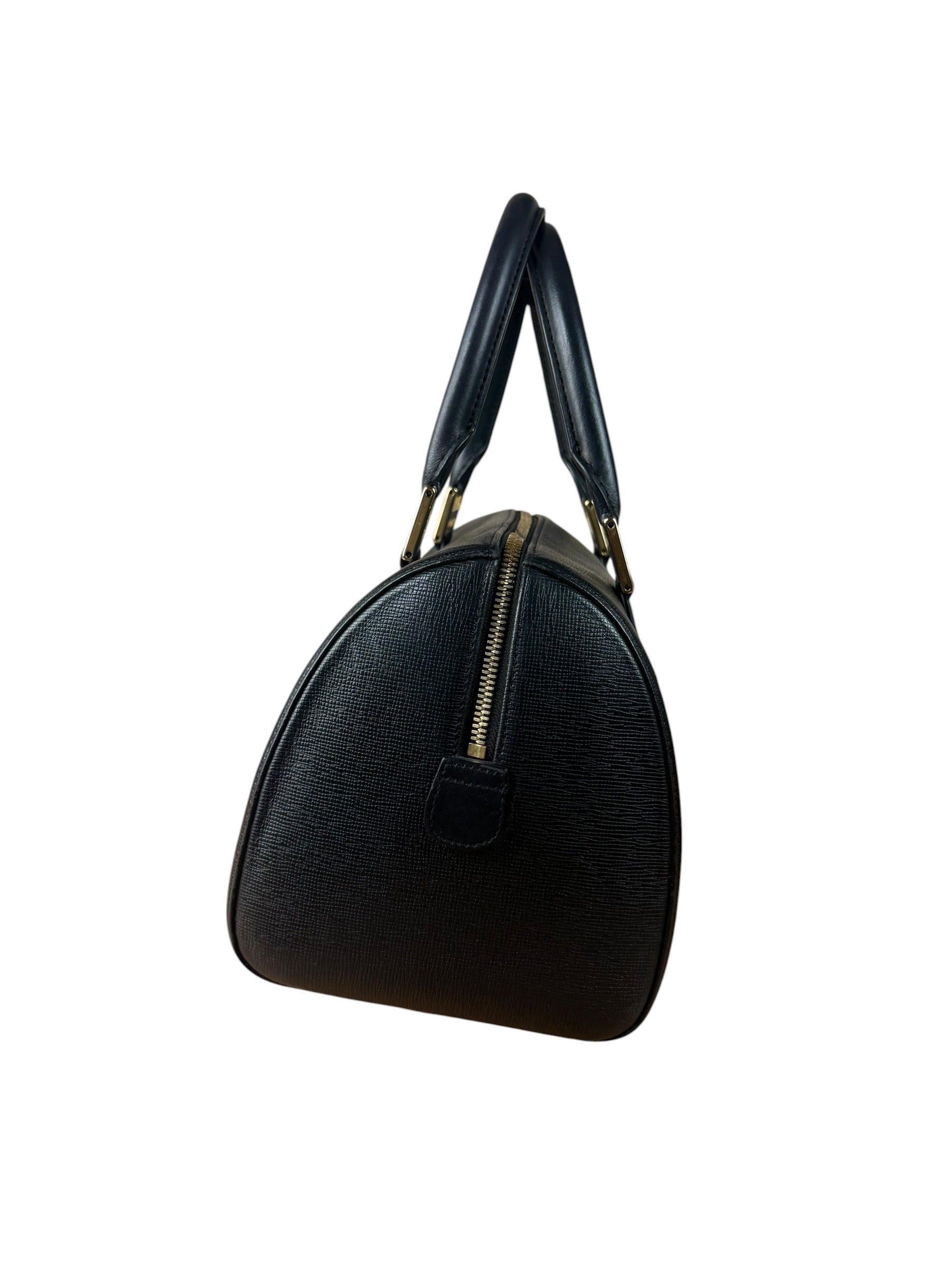 MCM Vintage Black Leather Boston Handbag
