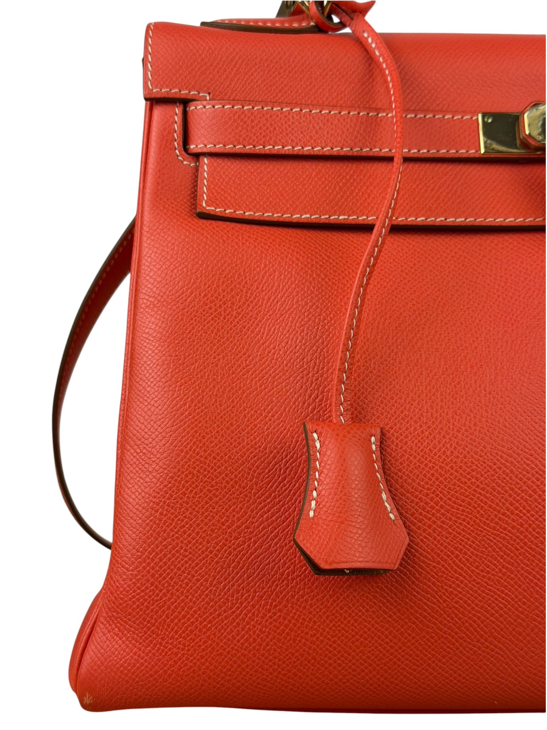 Hermes Coral-Red Epson Casaque Togo Kelly 32