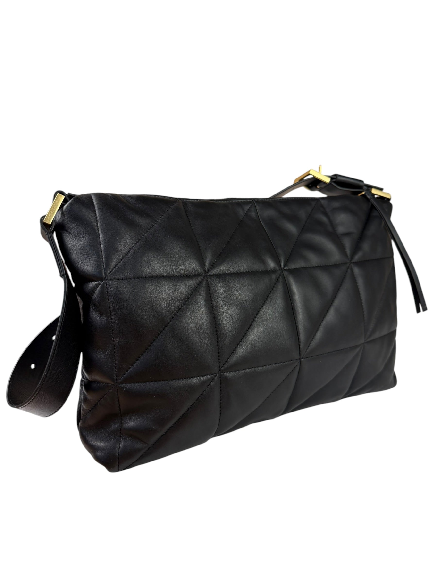 AllSaints Black Quilted Leather Edbury Shoulder Bag