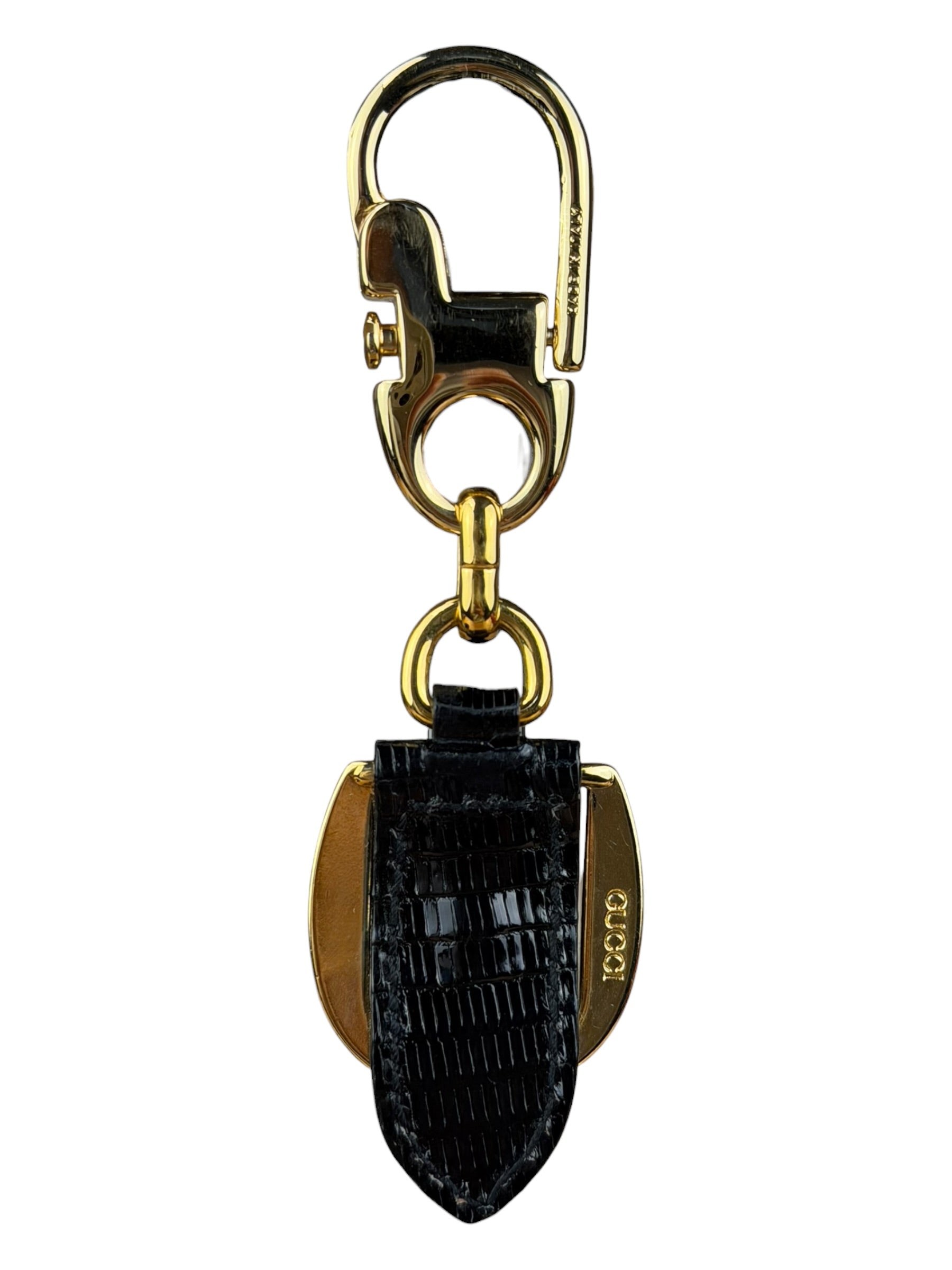 Gucci Vintage Leather/Metal Equestrain Stirrup Keychain
