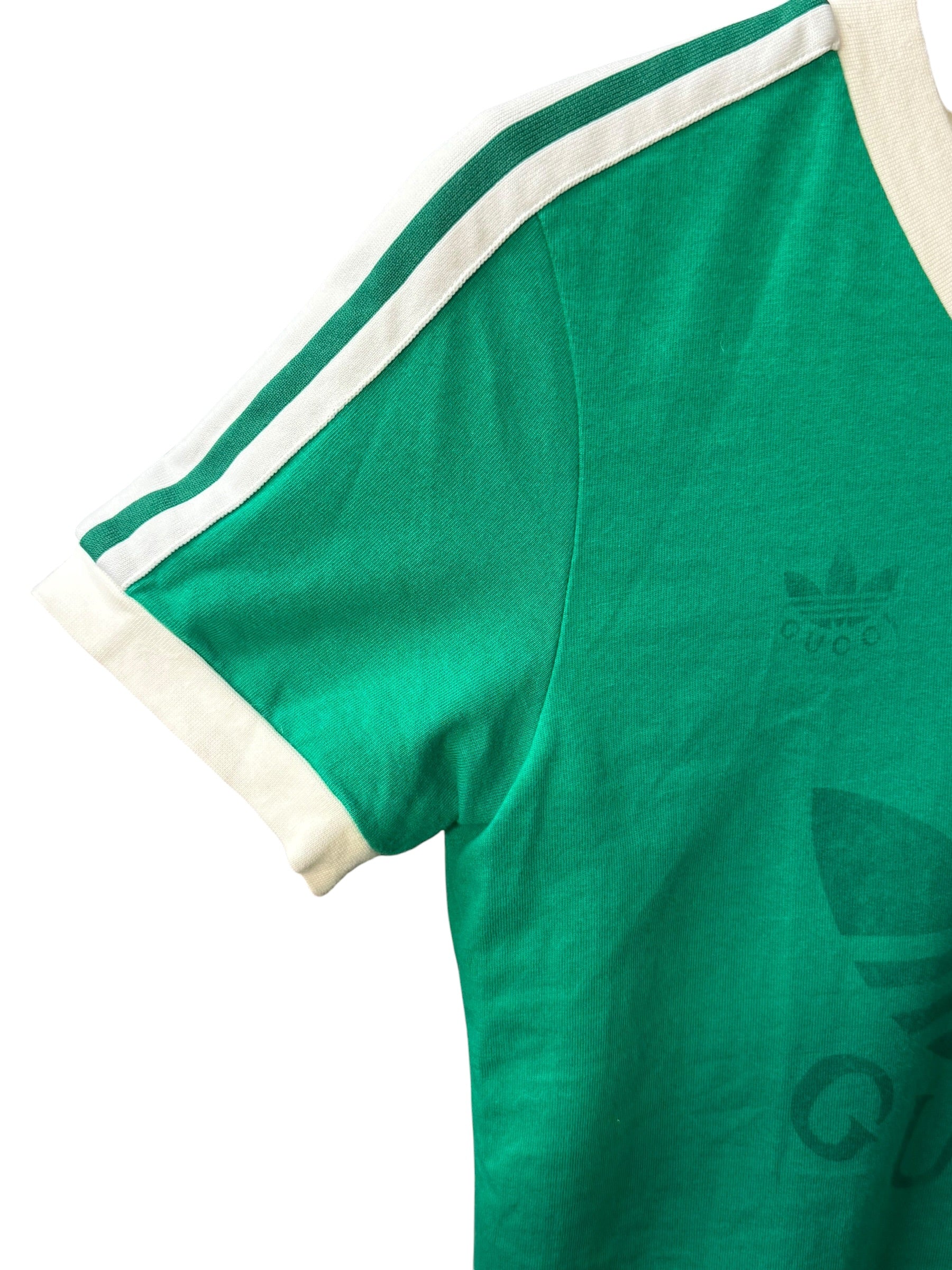 Gucci x Adidas Green Logo Print Jersey V-Neck T-Shirt