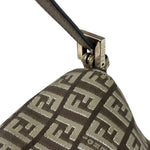 Fendi Brown/Metallic Gold Leather Trim Zucca Baguette