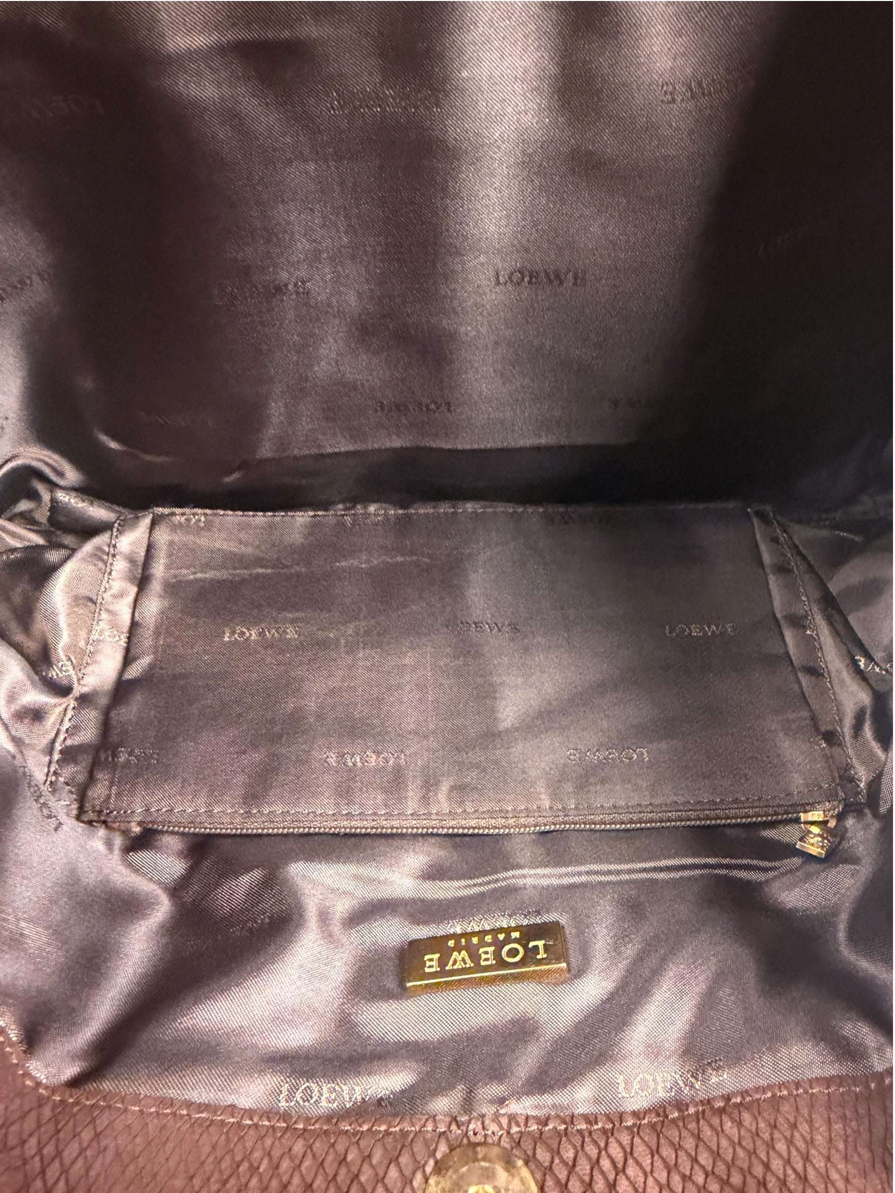 Loewe Vintage Brown Python Embossed Tote