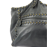 Bottega Veneta Dark Grey Leather Studded Shoulder Bag