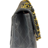 Chanel Black Quilted Leather Jumbo Flap Bag 1995