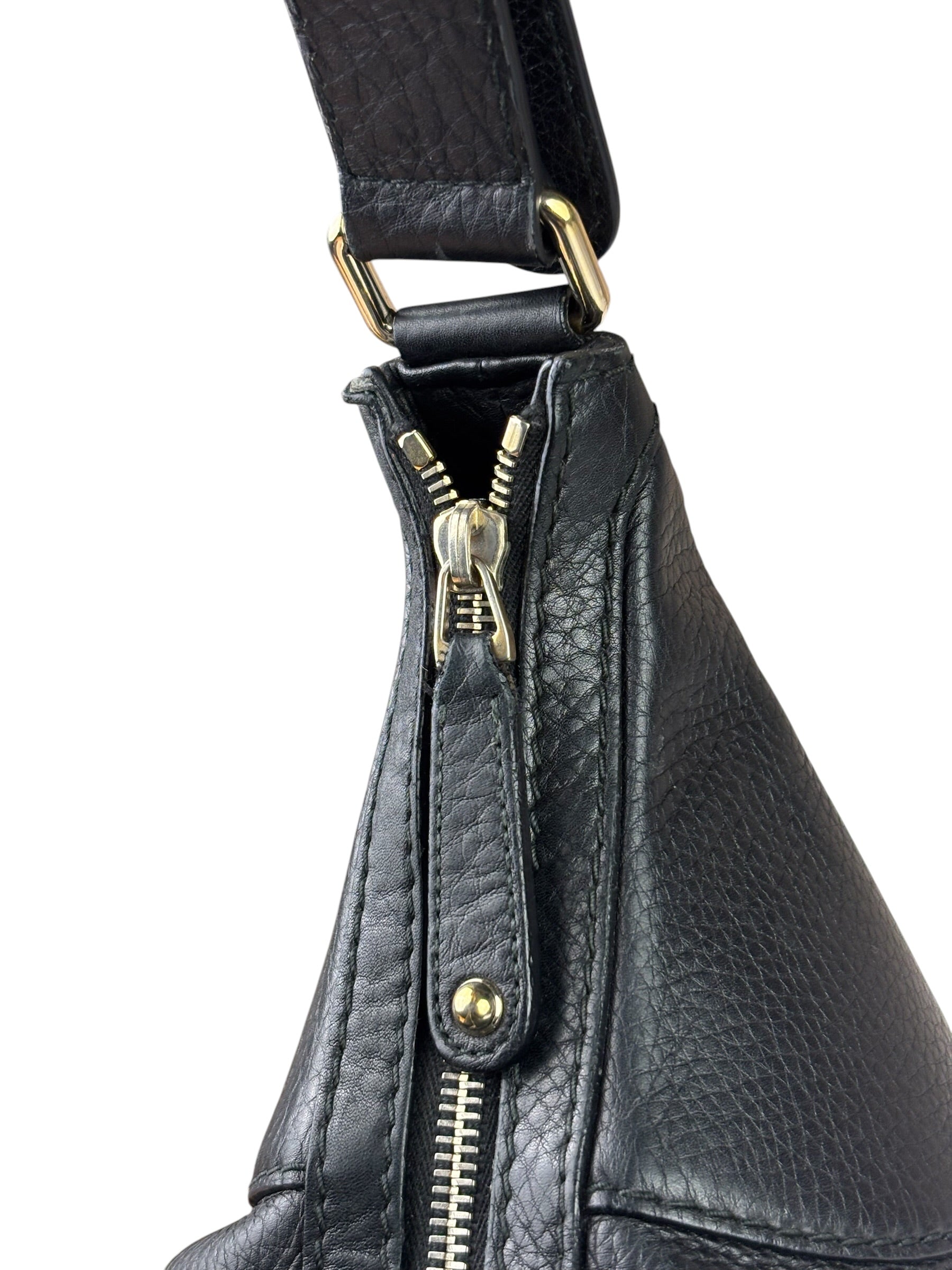 Gucci Black Leather Heritage Horsebit Hobo Bag