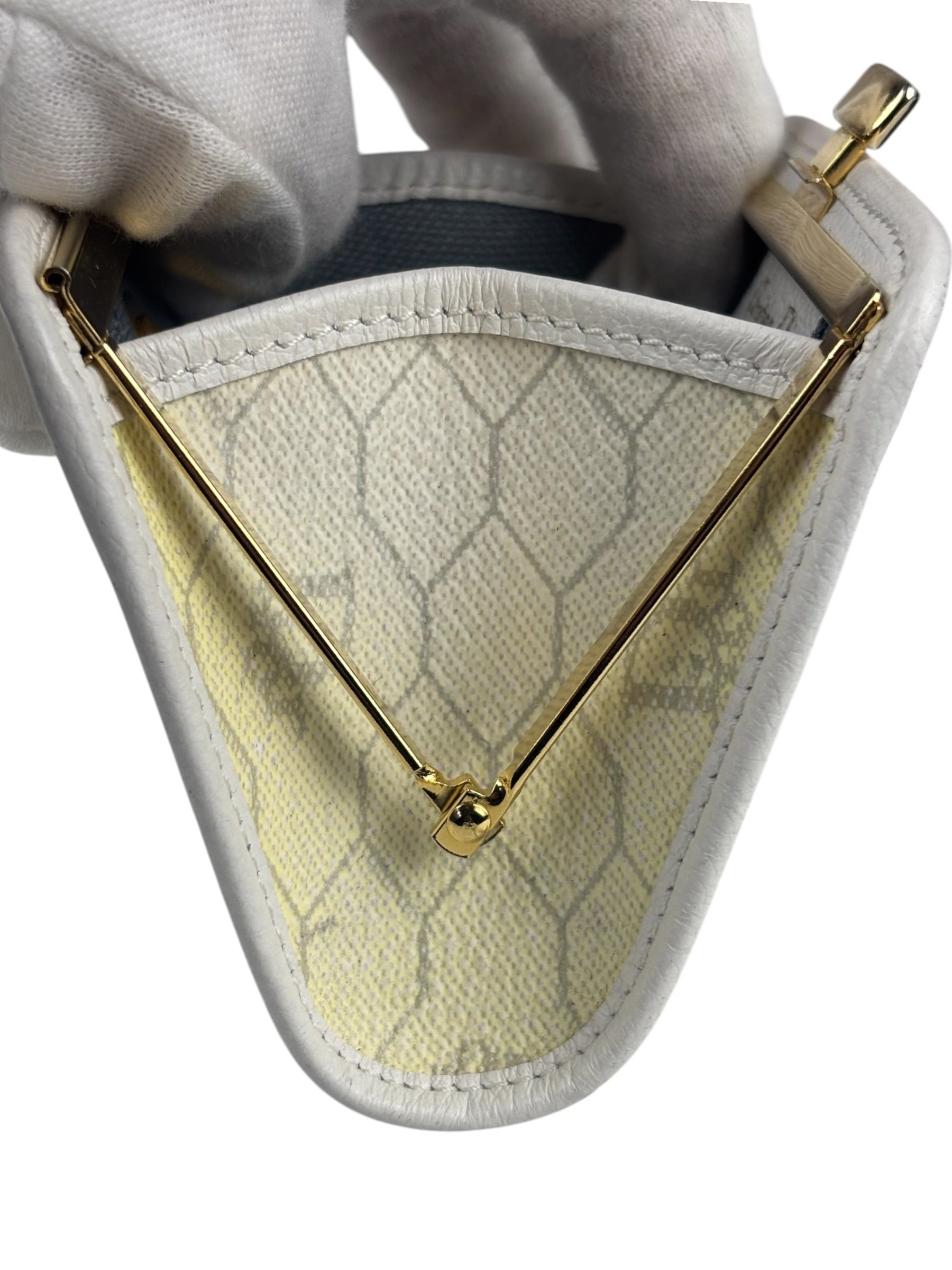 Christian Dior Vintage White Honeycomb Print Mini Coin Pouch