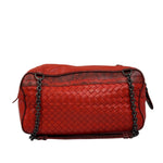 Bottega Veneta Red Lambskin/Lizard Intrecciato Shoulder Bag