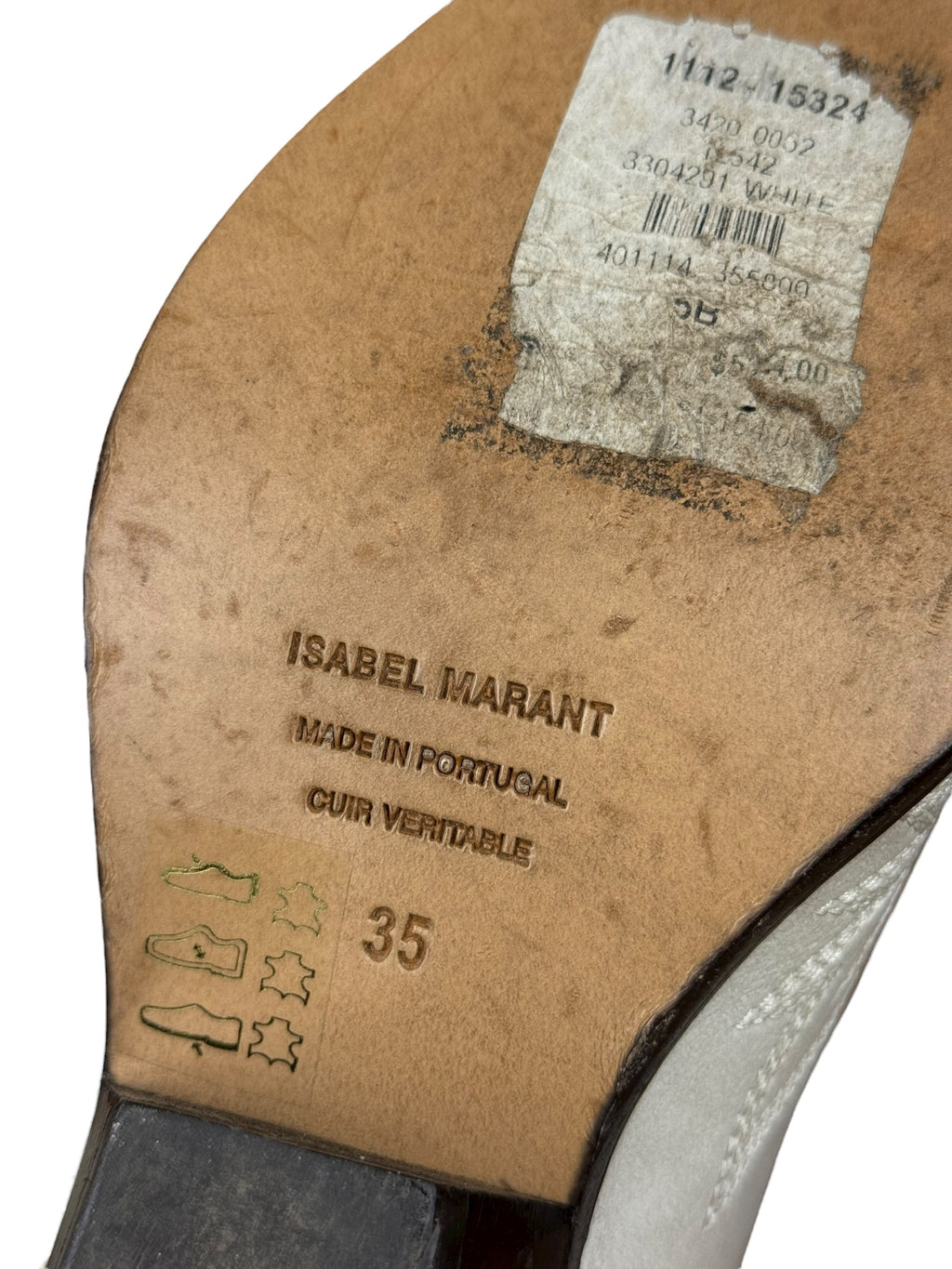 Isabel Marant White Distress Leather Western Boots