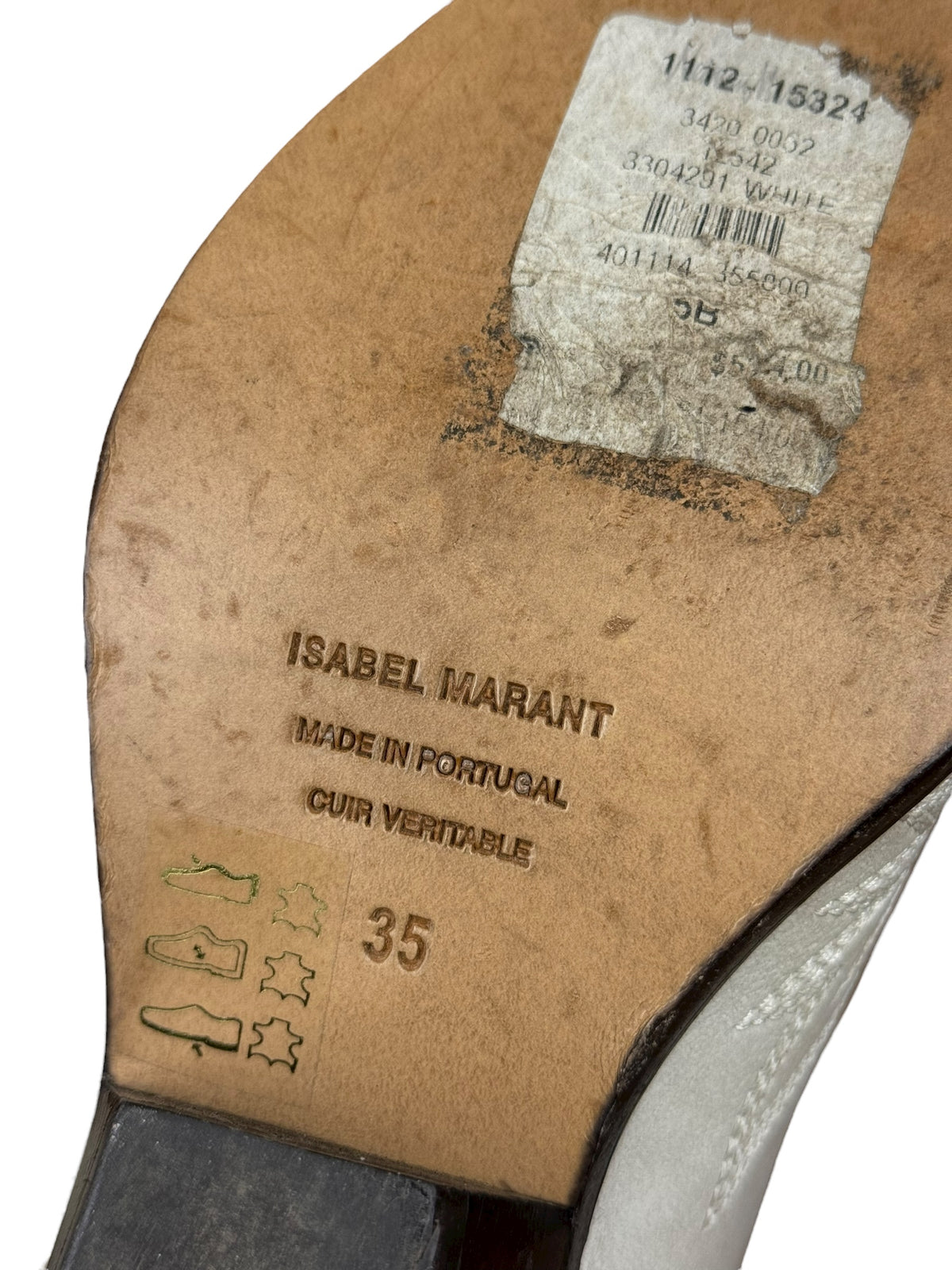 Isabel Marant White Distress Leather Western Boots