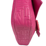 Fendi Pink Leather Logo Embossed Baguette