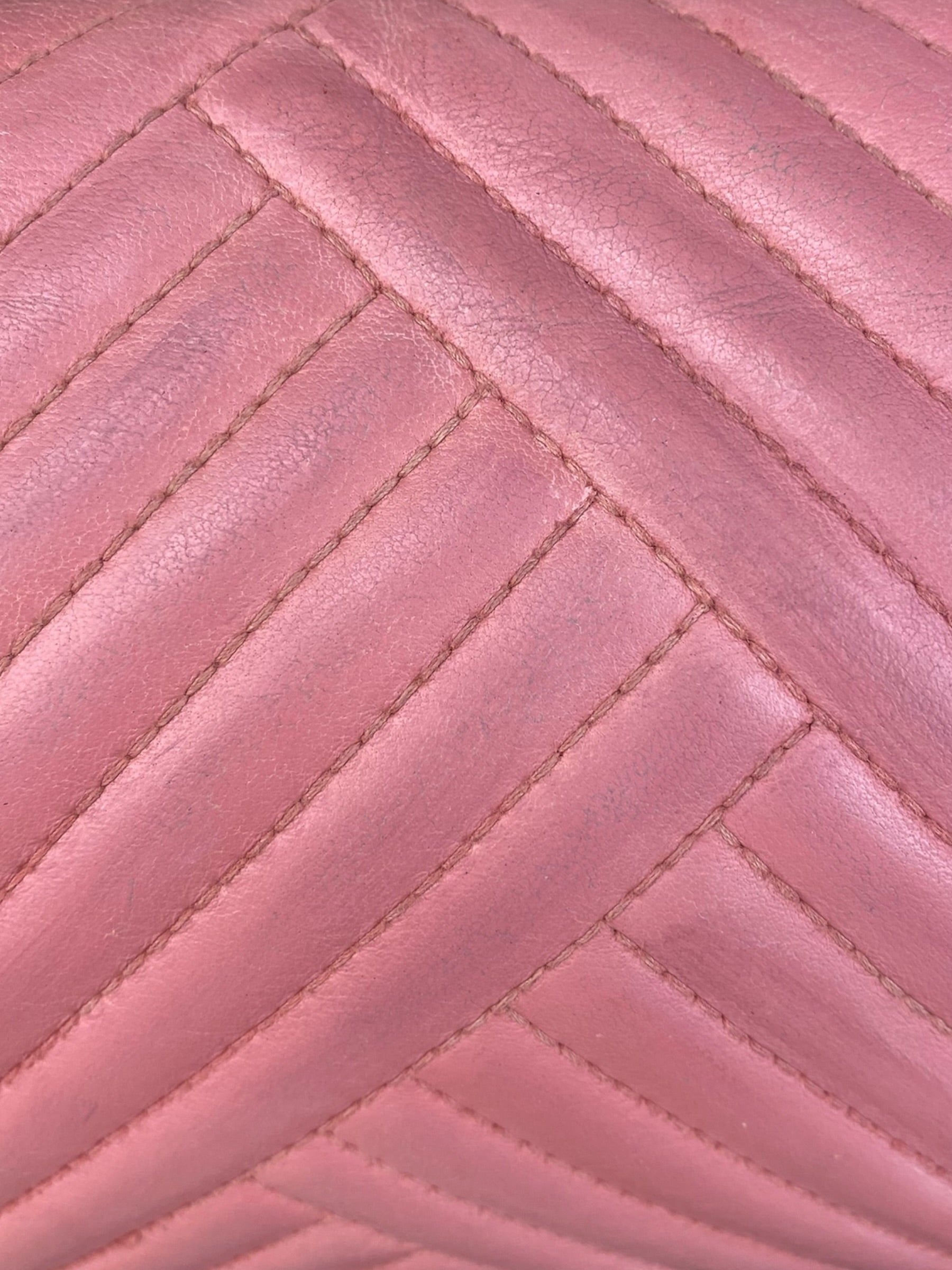 Chanel Pink Chevron Lambskin Flap Bag 2015