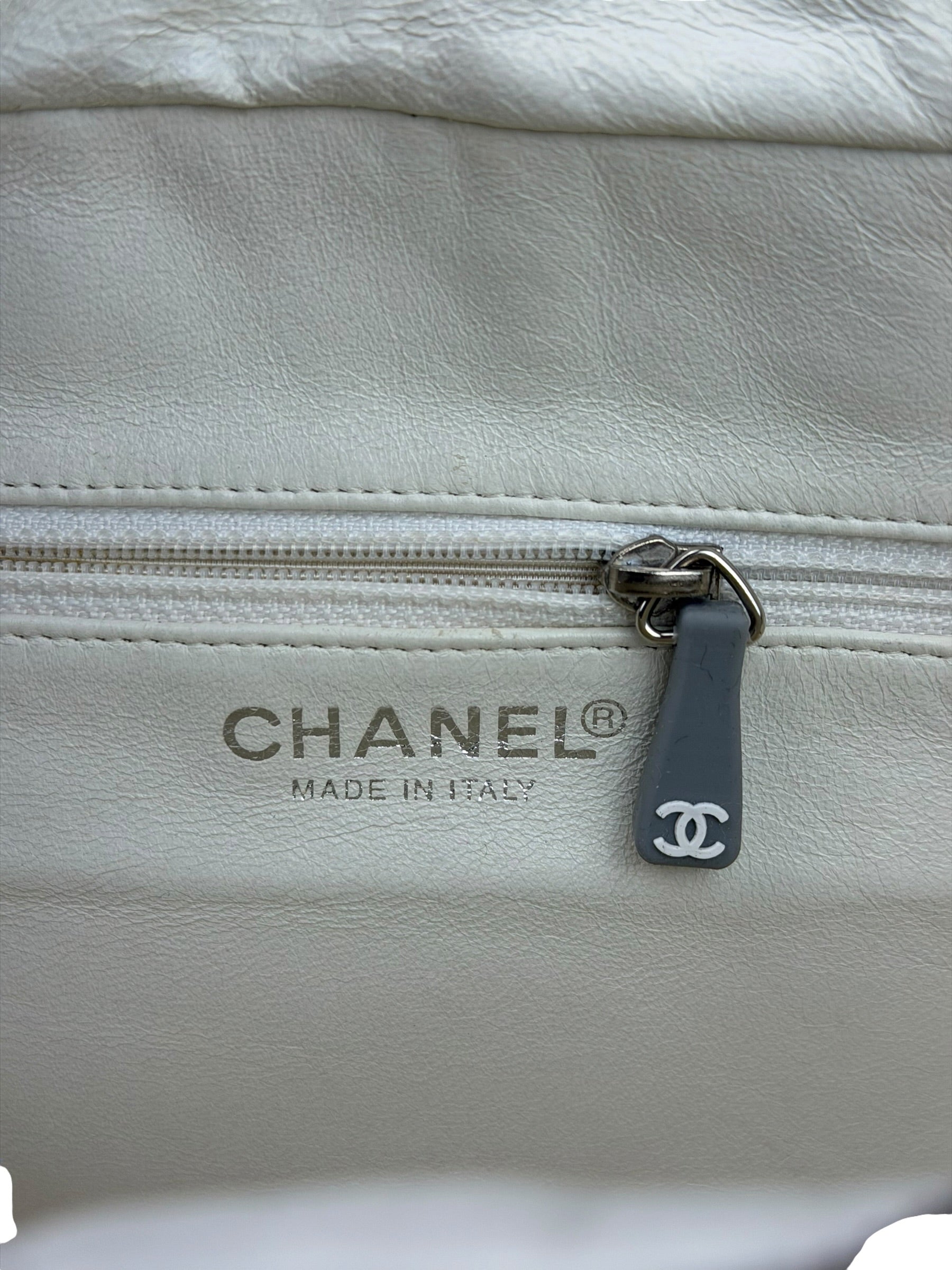 Chanel Grey Quilted Leather Trim Bowling Bag 2000