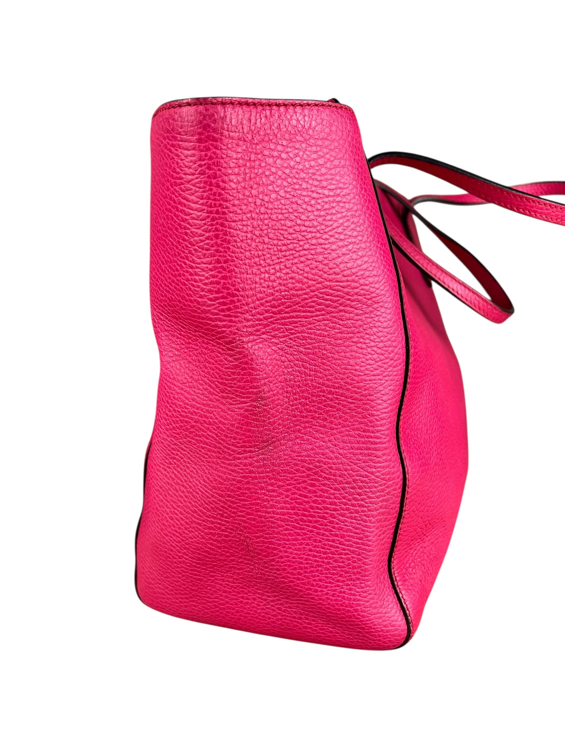 Gucci Hot Pink Pebbled Leather Swing Tote