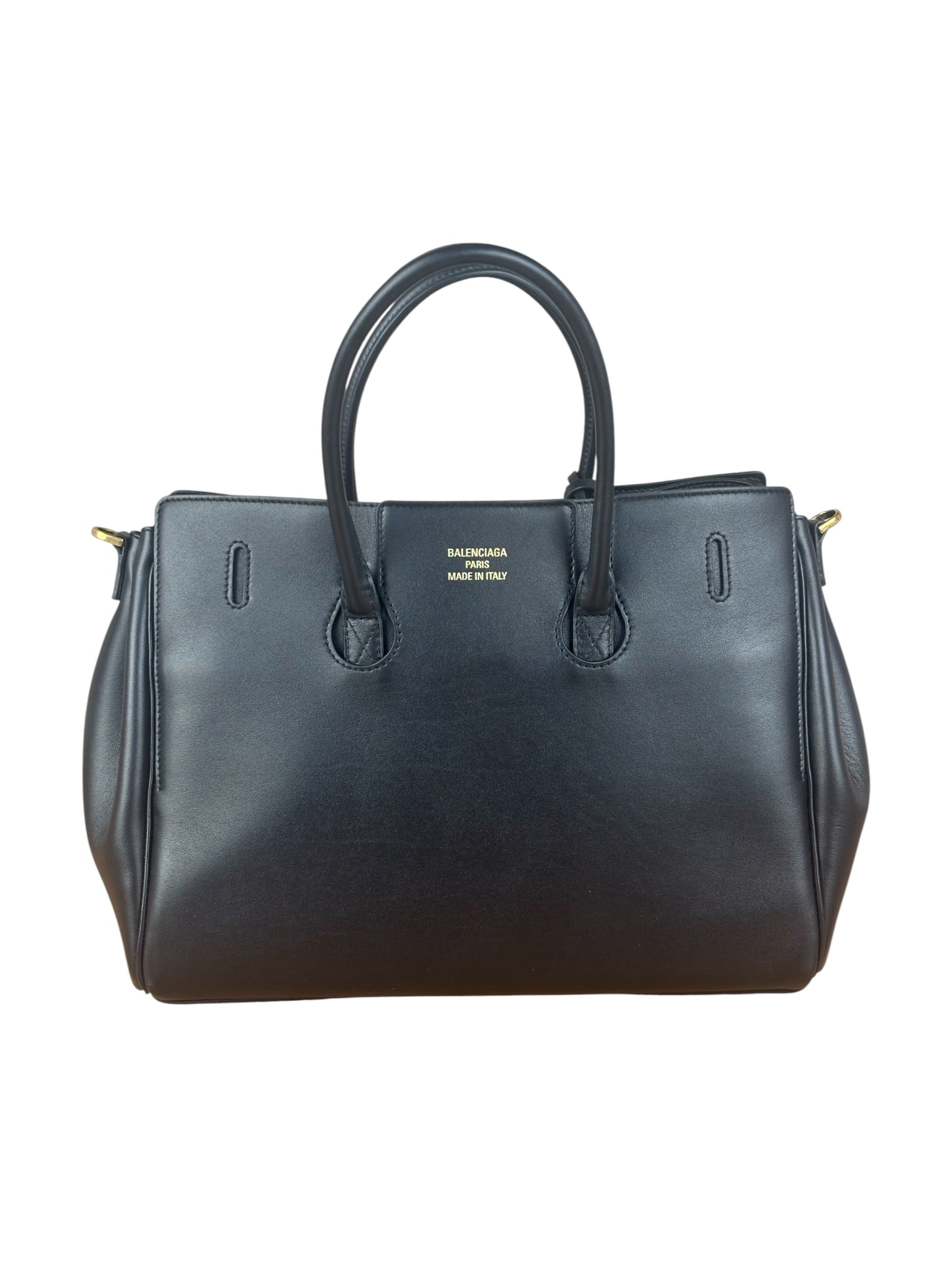 Balenciaga Black Leather Bel Air Carry All Two-Way Bag