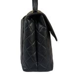Chanel Vintage Black Caviar Quilted Leather Kelly Top Handle Bag 1996