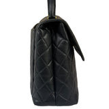 Chanel Vintage Black Caviar Quilted Leather Kelly Top Handle Bag 1996
