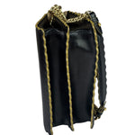 Fendi Black Leather Kan I Scallop Edge Flap Bag