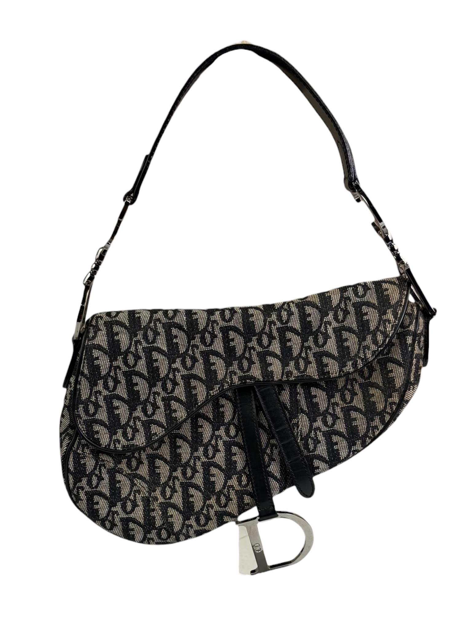 Christian Dior Black Trotter Medium Saddle Shoulder Bag