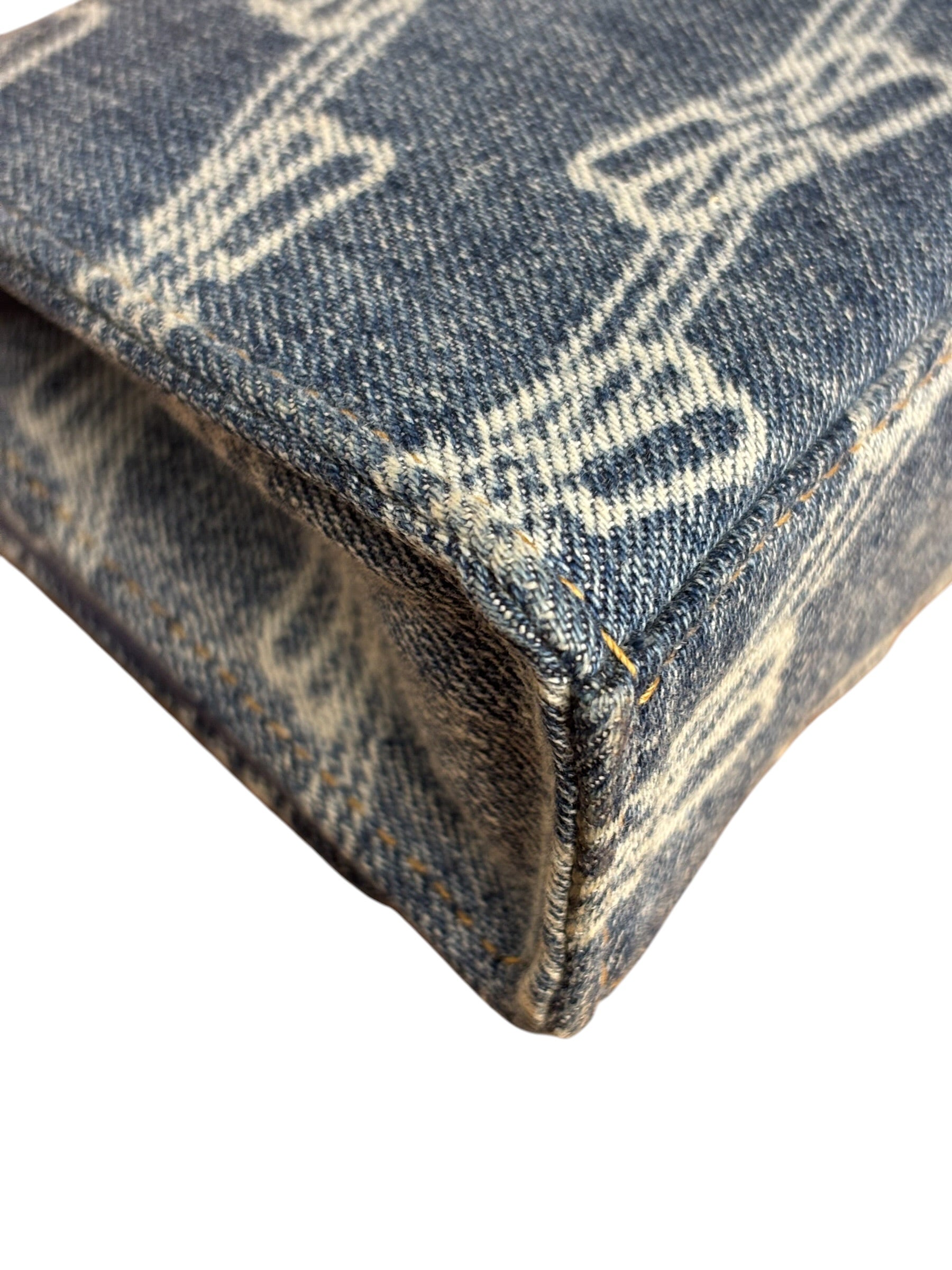 Balenciaga Blue Denim Hourglass Monogram Wallet On Chain