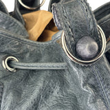 Balenciaga Grey Lambskin Giant Brogues Pompom Two-Way Bag
