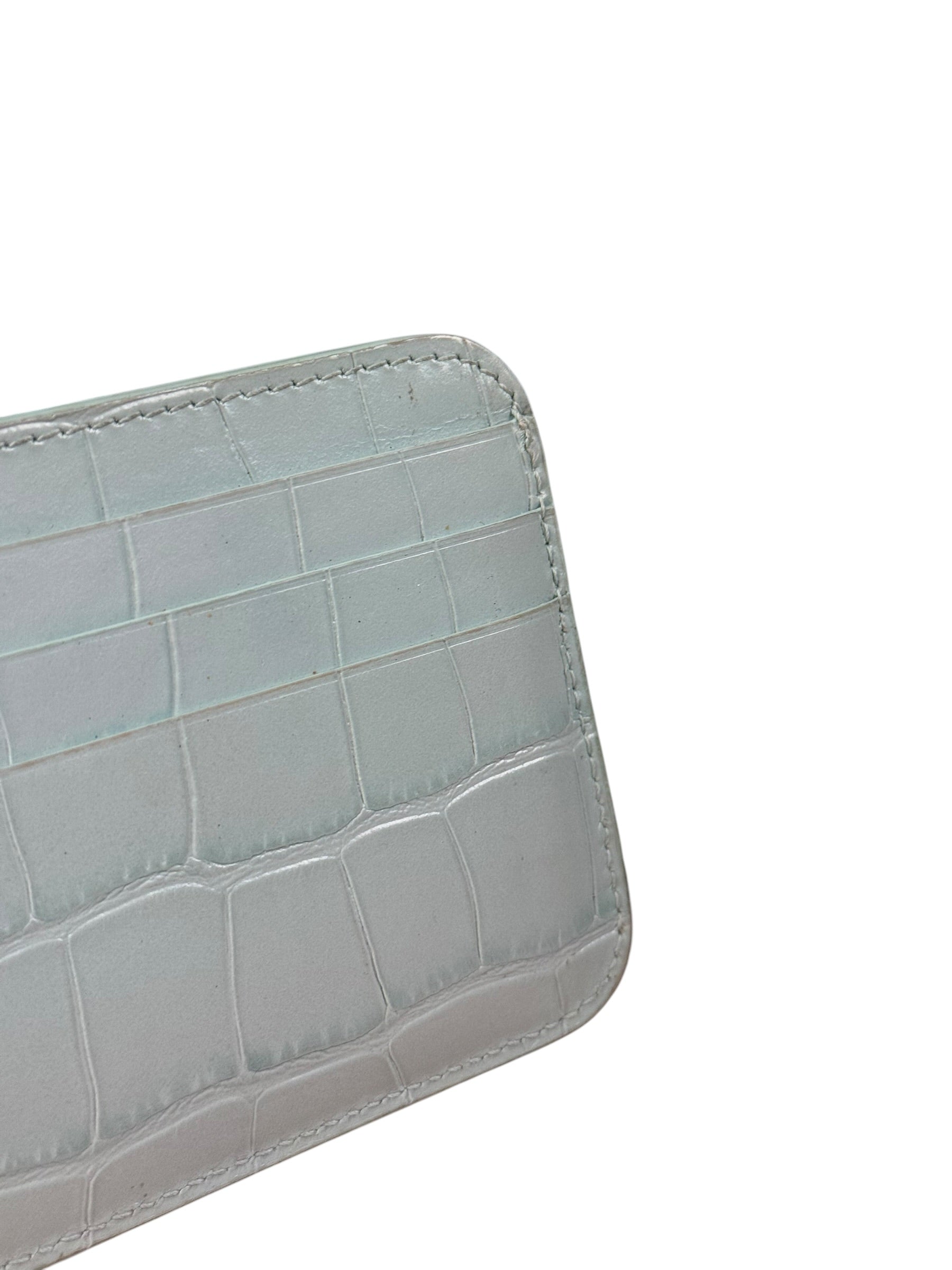 Balenciaga Blue Croc Embossed Cardholder